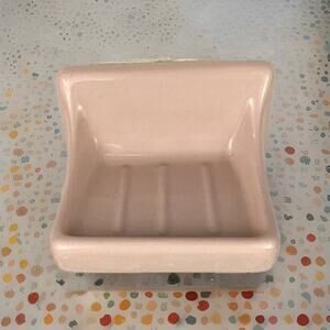 Vintage Retro Pink Wall Mount Ceramic 50s Bathroom Soap Dish Cottage Mid Century